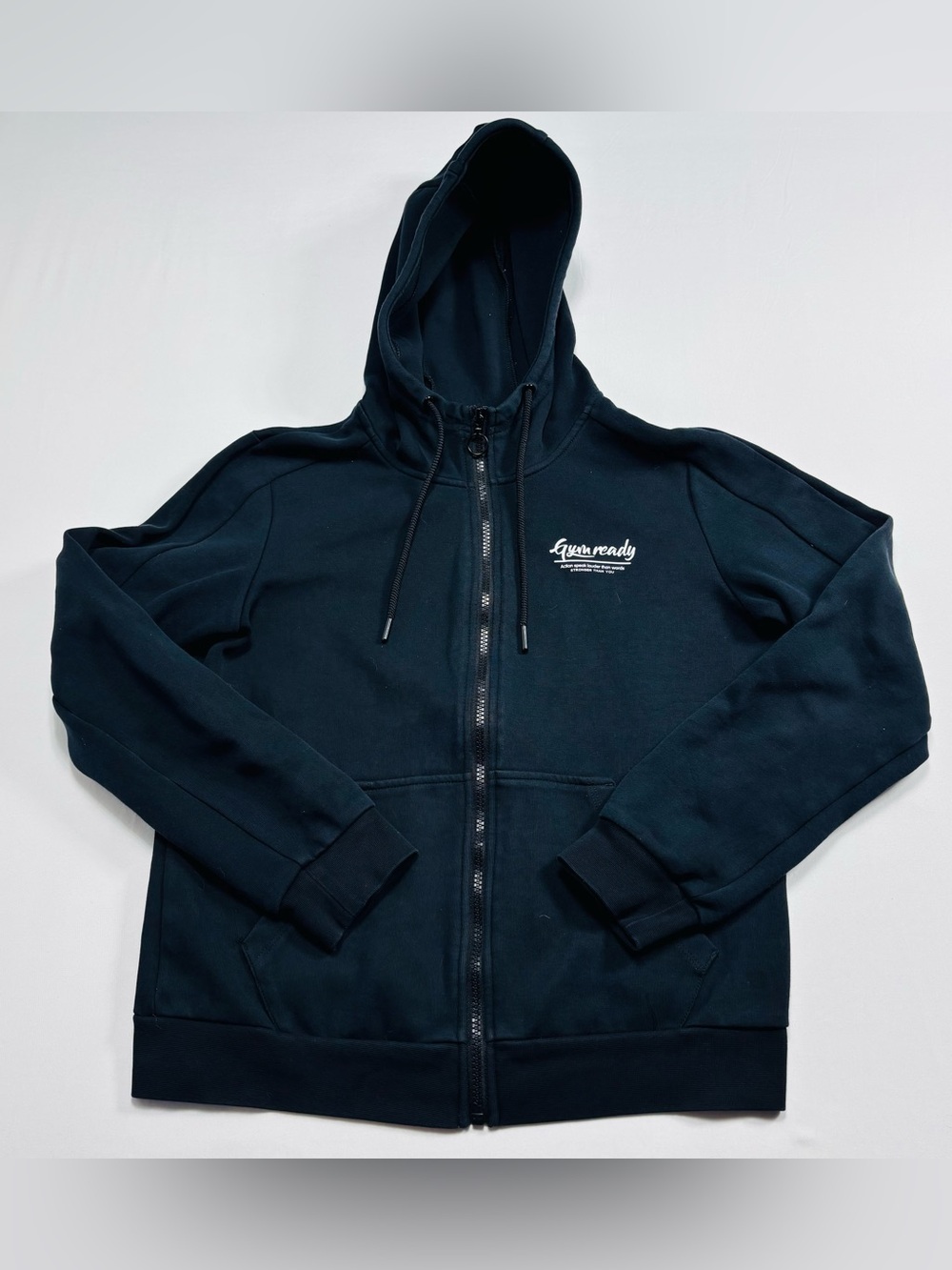Navy Zip-Up Hoodie with Small Chest Logo